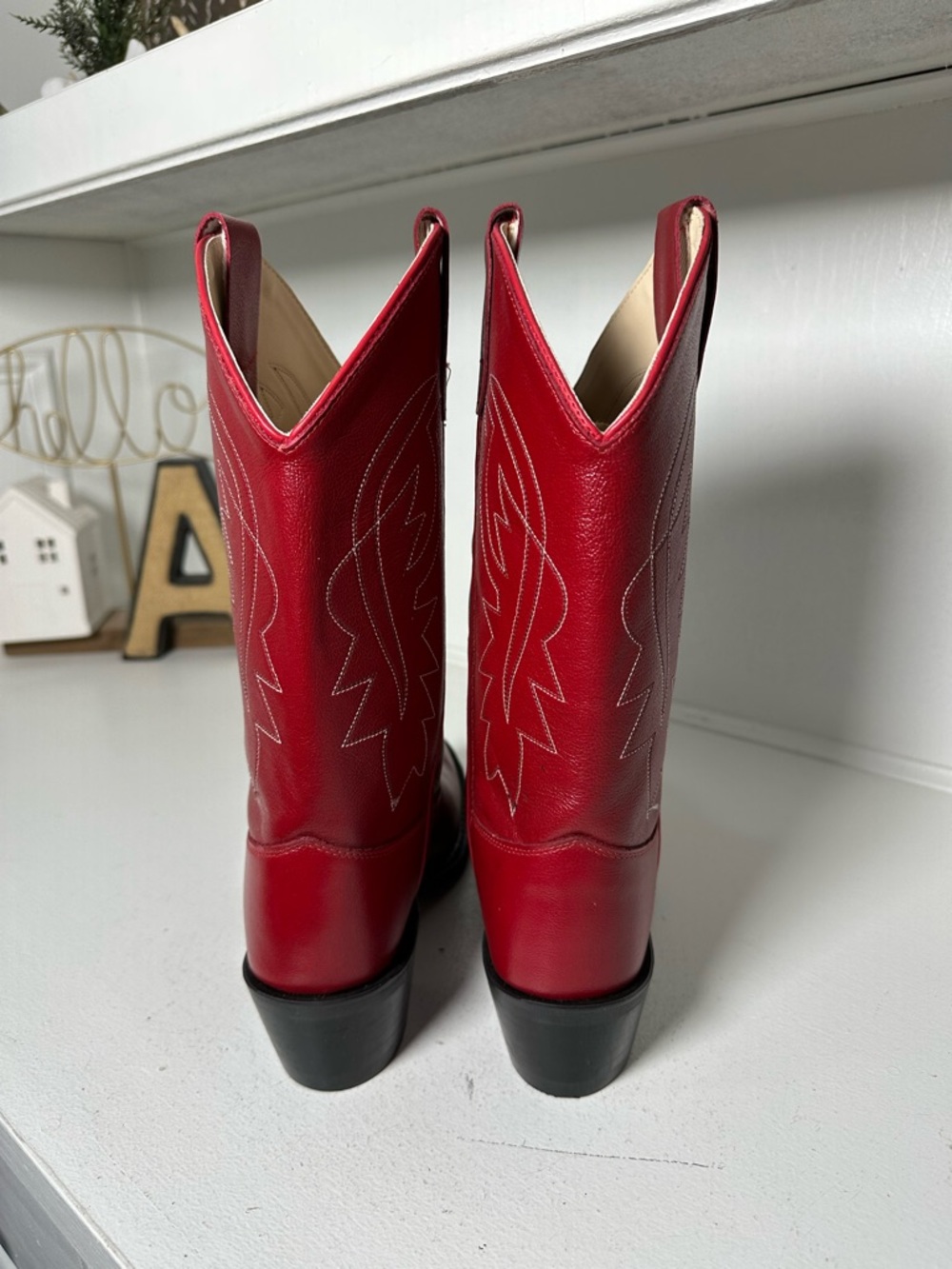 **SOLD**Shyanne Red Leather Cowboy Boots Mens 7D Womens 8 8.5 Western Statement - Picture 6 of 9
